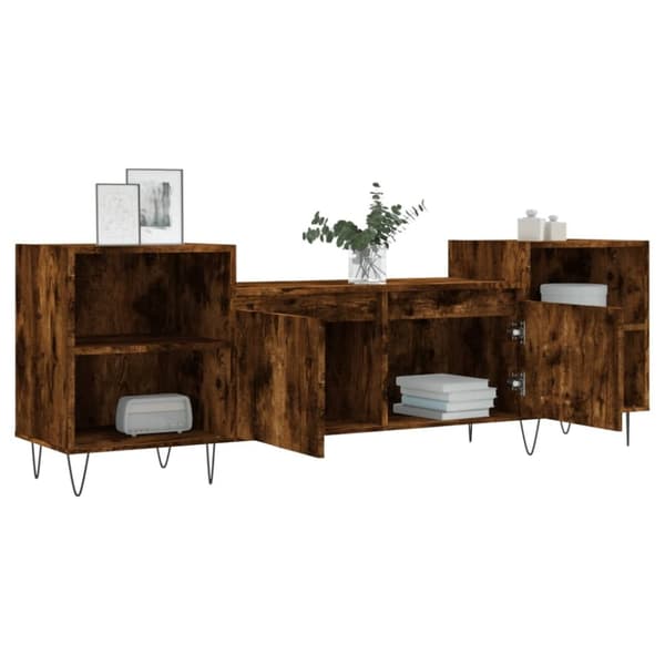 vidaXL TV-benk røkt eik 160x35x55 cm konstruert tre