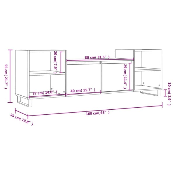 vidaXL TV-skåp svart 160x35x55 cm konstruerat trä