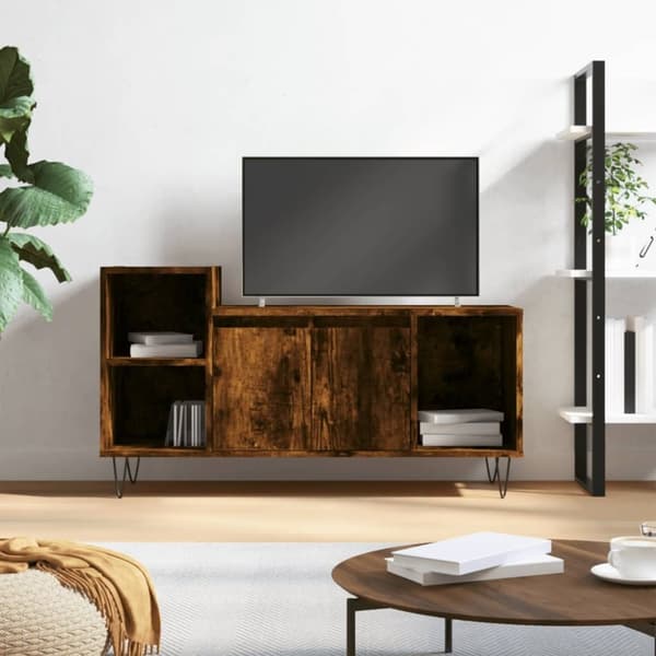 vidaXL TV-benk røkt eik 100x35x55 cm konstruert tre