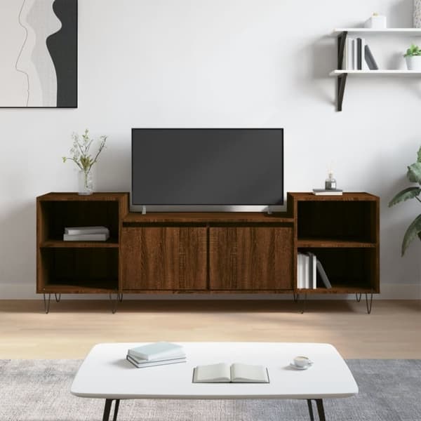 vidaXL tv-bord 160x35x55 cm konstrueret træ brun egetræsfarve