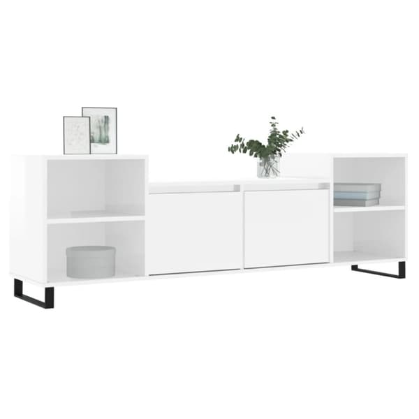 vidaXL TV-benk høyglans hvit 160x35x55 cm konstruert tre