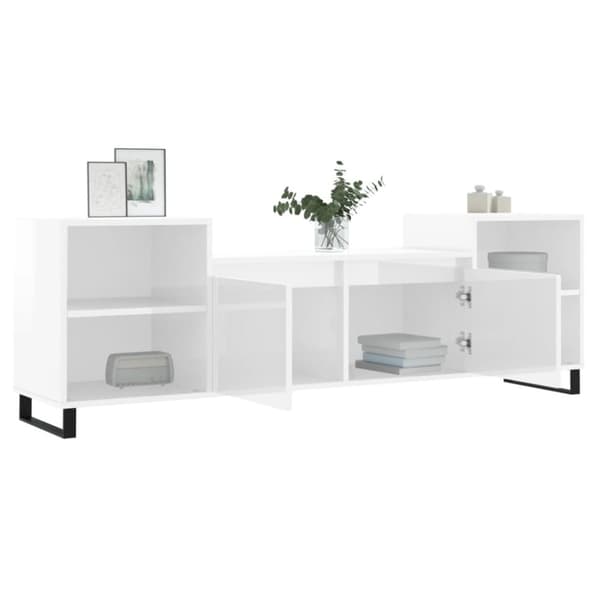 vidaXL TV-benk høyglans hvit 160x35x55 cm konstruert tre