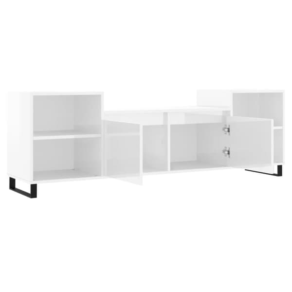 vidaXL TV-benk høyglans hvit 160x35x55 cm konstruert tre