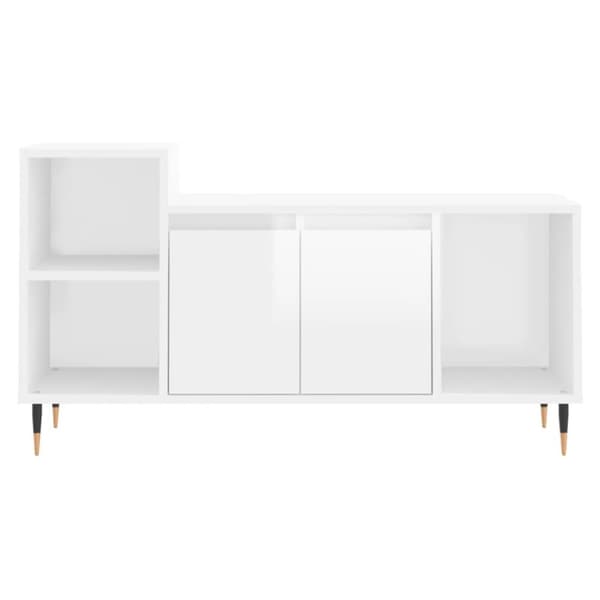 vidaXL Tv-bänk vit högglans 100x35x55 cm konstruerat trä