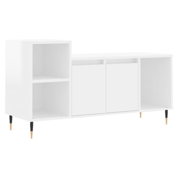 vidaXL Tv-bänk vit högglans 100x35x55 cm konstruerat trä