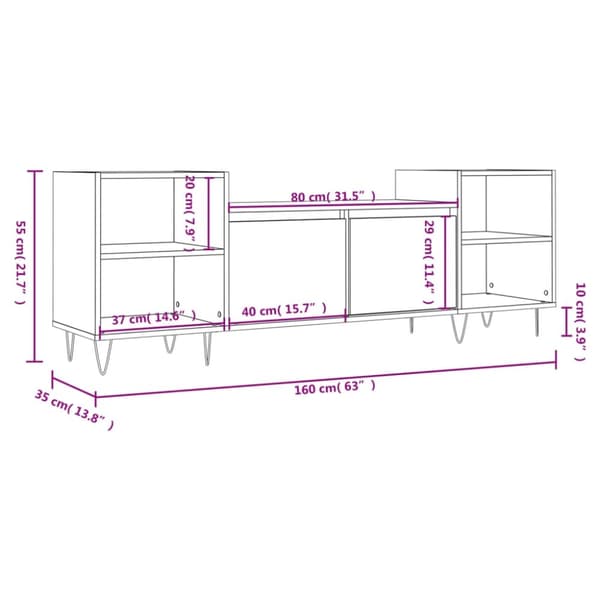 vidaXL Tv-bänk vit 160x35x55 cm konstruerat trä
