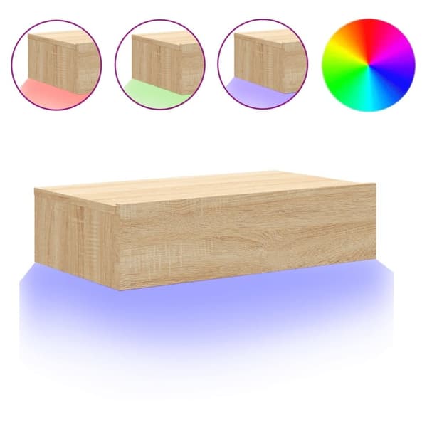 vidaXL TV-benk med LED-lys sonoma eik 60x35x15,5 cm