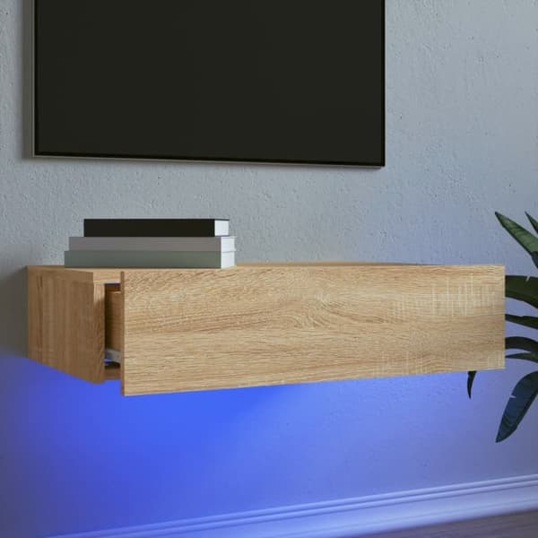 vidaXL TV-benk med LED-lys sonoma eik 60x35x15,5 cm