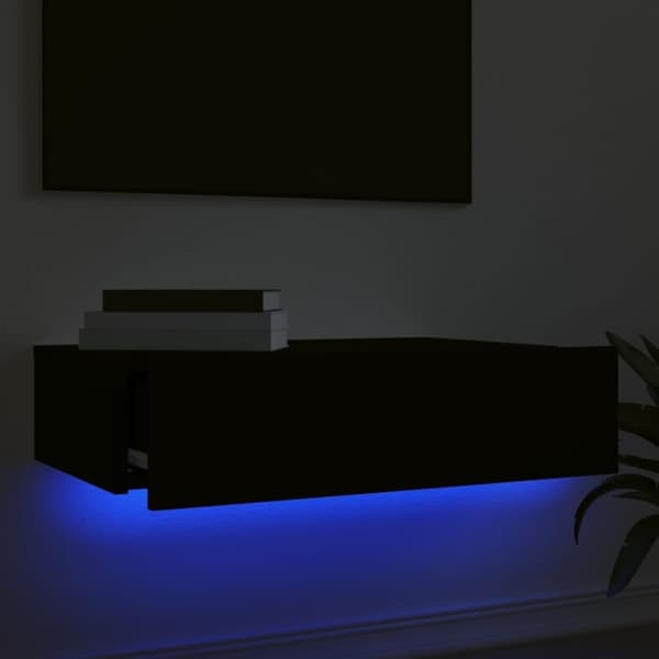 vidaXL TV-benk med LED-lys svart 60x35x15,5 cm