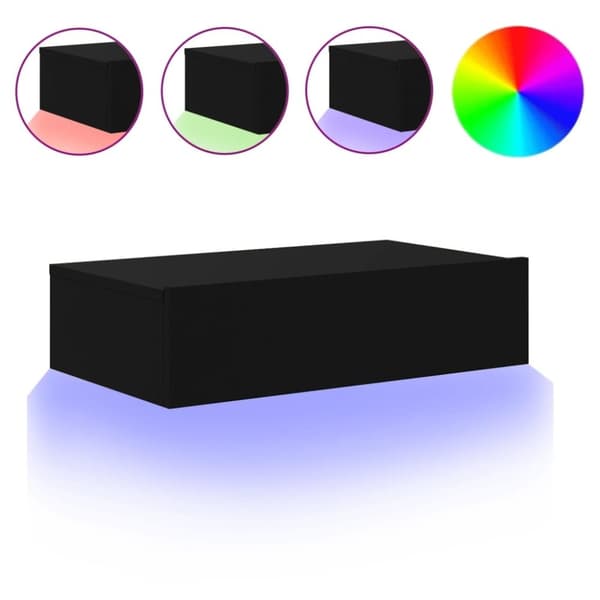 vidaXL TV-benk med LED-lys svart 60x35x15,5 cm