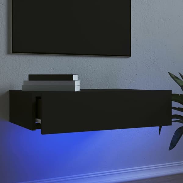 vidaXL TV-benk med LED-lys svart 60x35x15,5 cm