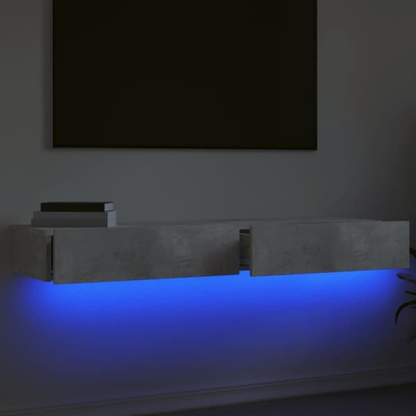 vidaXL TV-bänk med LED-belysning 2 delar betonggrå 60x35x15,5 cm