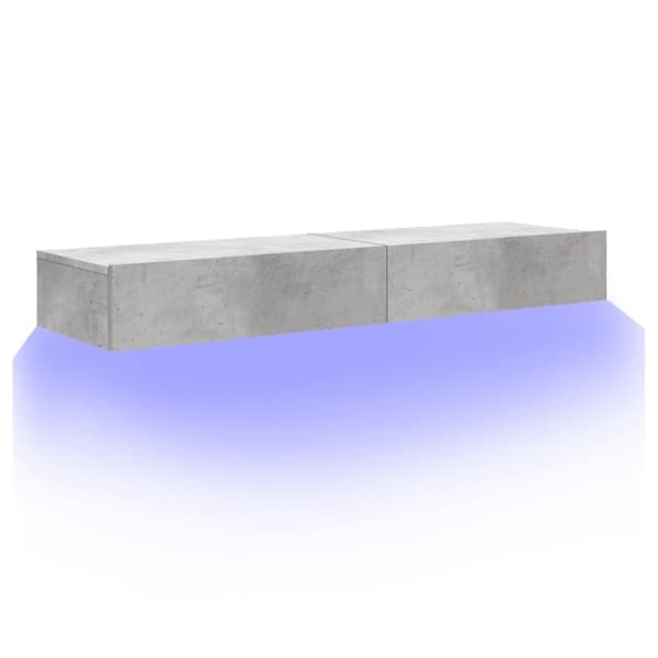 vidaXL TV-bänk med LED-belysning 2 delar betonggrå 60x35x15,5 cm