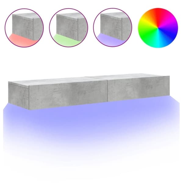 vidaXL TV-bänk med LED-belysning 2 delar betonggrå 60x35x15,5 cm