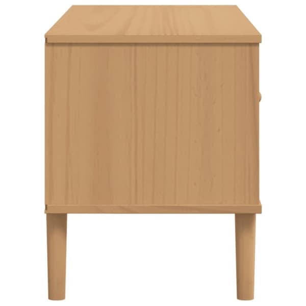 vidaXL Tv-bänk SENJA rottinglook brun 106x40x49 cm massiv furu
