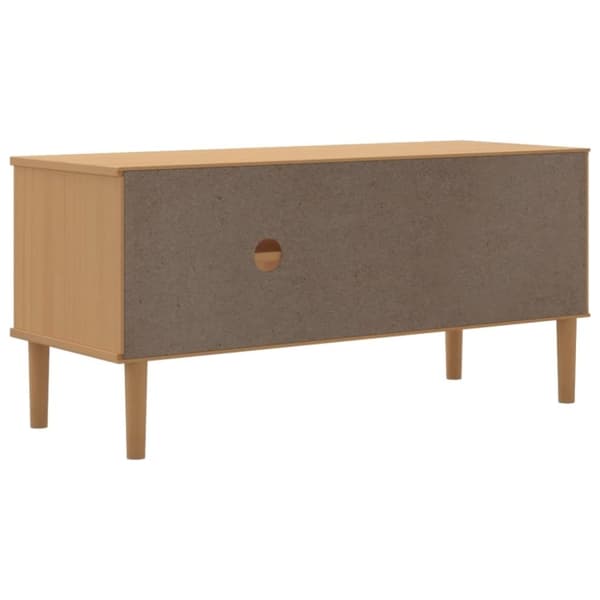 vidaXL Tv-bänk SENJA rottinglook brun 106x40x49 cm massiv furu
