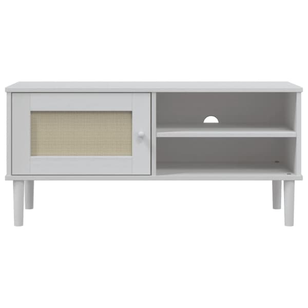 vidaXL TV-benk SENJA rotting-utseende hvit 106x40x49cm cm heltre furu