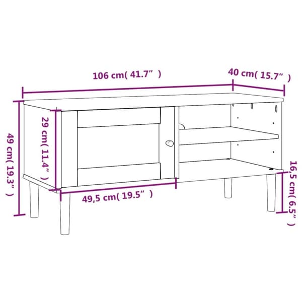vidaXL TV-benk SENJA rotting-utseende hvit 106x40x49cm cm heltre furu