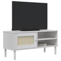 Miniatyrbilde 2 av 10: vidaXL TV-benk SENJA rotting-utseende hvit 106x40x49cm cm heltre furu