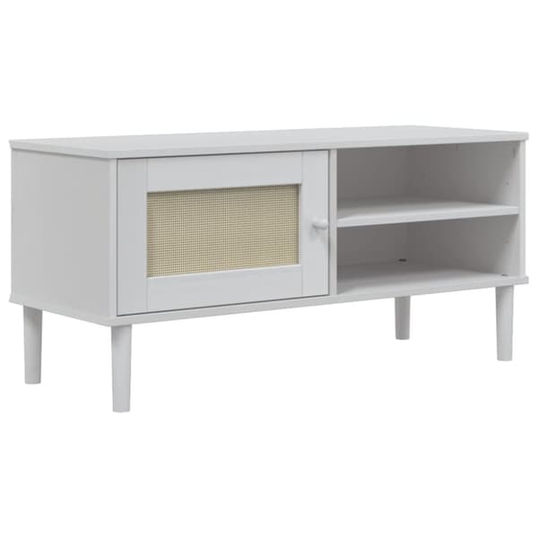 vidaXL TV-benk SENJA rotting-utseende hvit 106x40x49cm cm heltre furu