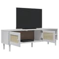 Miniatyrbild 3 av 10: vidaXL Tv-bänk SENJA rottinglook vit 158x40x49 cm massiv furu