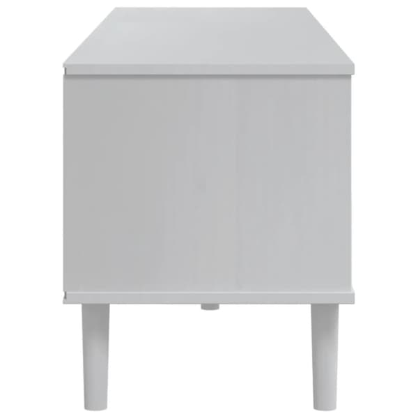 vidaXL Tv-bänk SENJA rottinglook vit 158x40x49 cm massiv furu