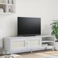 Miniatyrbild 10 av 10: vidaXL Tv-bänk SENJA rottinglook vit 158x40x49 cm massiv furu