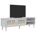 Miniatyrbild 2 av 10: vidaXL Tv-bänk SENJA rottinglook vit 158x40x49 cm massiv furu