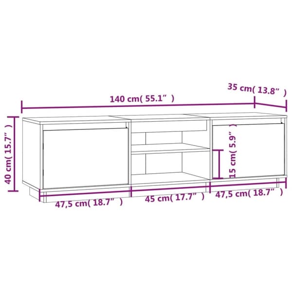 vidaXL tv-bord 140x35x40 cm massivt fyrretræ hvid