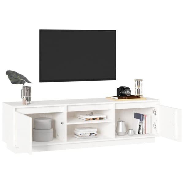 vidaXL tv-bord 140x35x40 cm massivt fyrretræ hvid