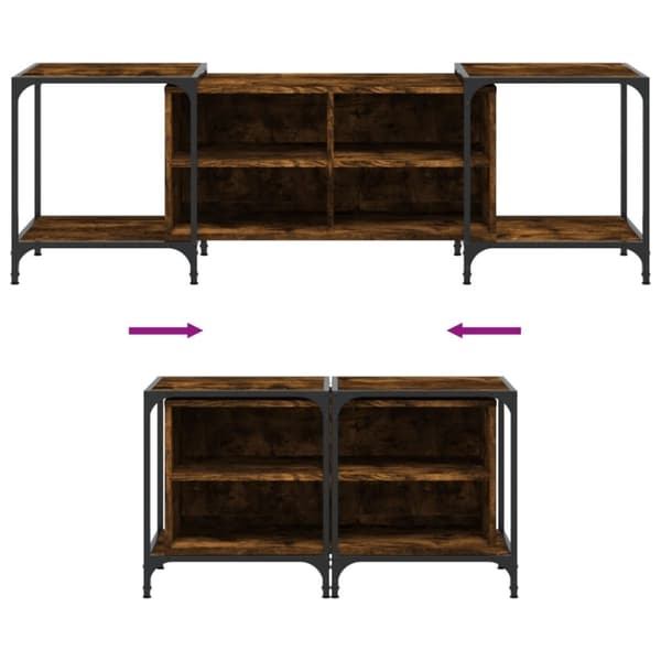 vidaXL tv-bord 153x37x50 cm konstrueret træ røget egetræsfarve