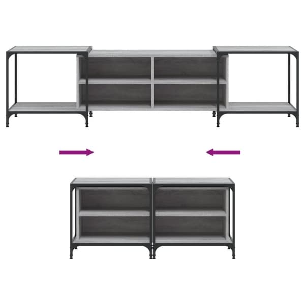 vidaXL tv-bord 203x37x50 cm konstrueret træ grå sonoma-eg