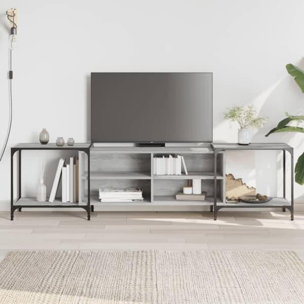 vidaXL Tv-bänk grå sonoma 203x37x50 cm konstruerat trä