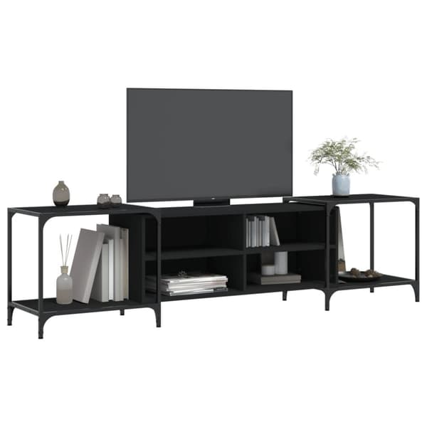 vidaXL tv-bord 203x37x50 cm konstrueret træ sort