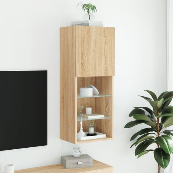 vidaXL TV-kaappi LED-valoilla Sonoma-tammi 40,5x30x102 cm