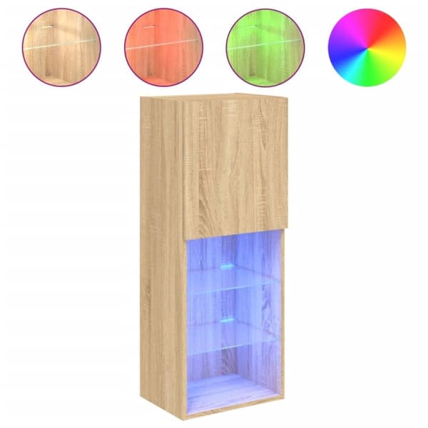 vidaXL TV-kaappi LED-valoilla Sonoma-tammi 40,5x30x102 cm