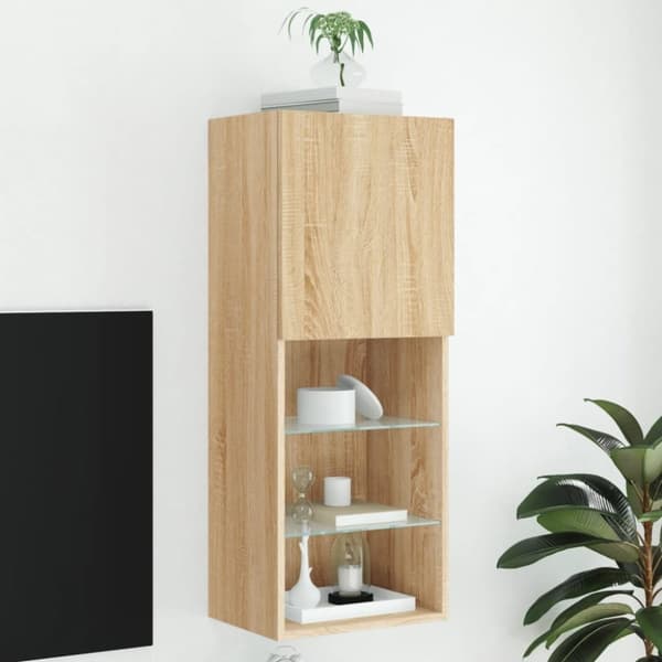 vidaXL TV-kaappi LED-valoilla Sonoma-tammi 40,5x30x102 cm