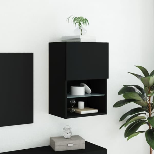 vidaXL TV-benker med LED-lys 2 stk svart 40,5x30x60 cm