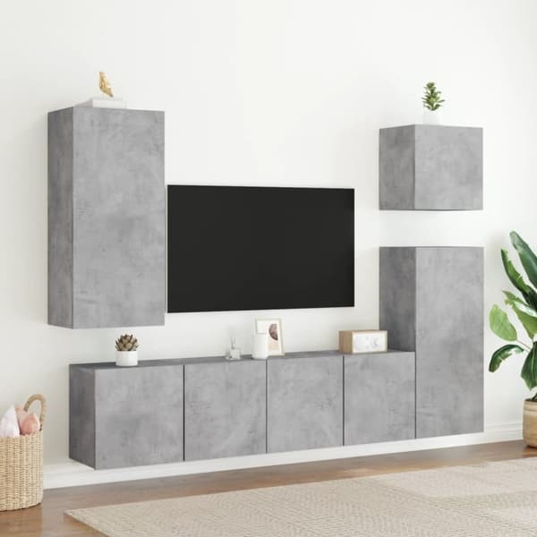 vidaXL Väggmonterad tv-bänk betonggrå 80x30x41 cm