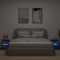 Miniatyrbillede 4 af 11: vidaXL sengebord 2 stk. med LED-lys væghængt røget egetræsfarve