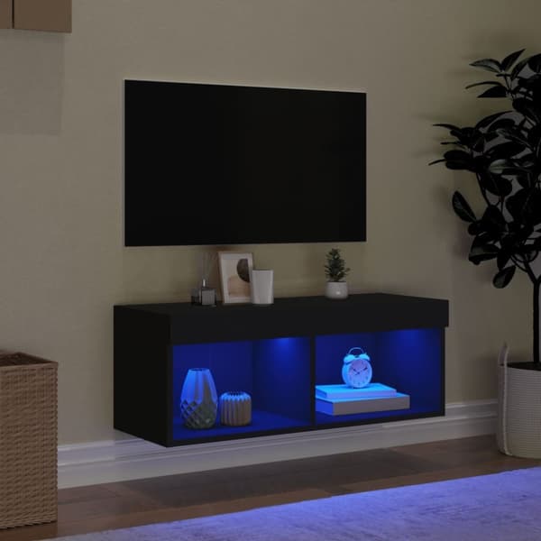 vidaXL Tv-bänk med LED-belysning svart 80x30x30 cm