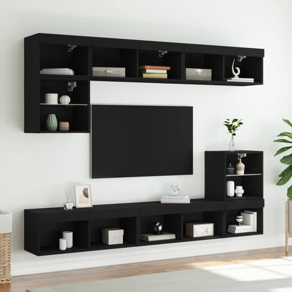 vidaXL Tv-bänk med LED-belysning svart 80x30x30 cm