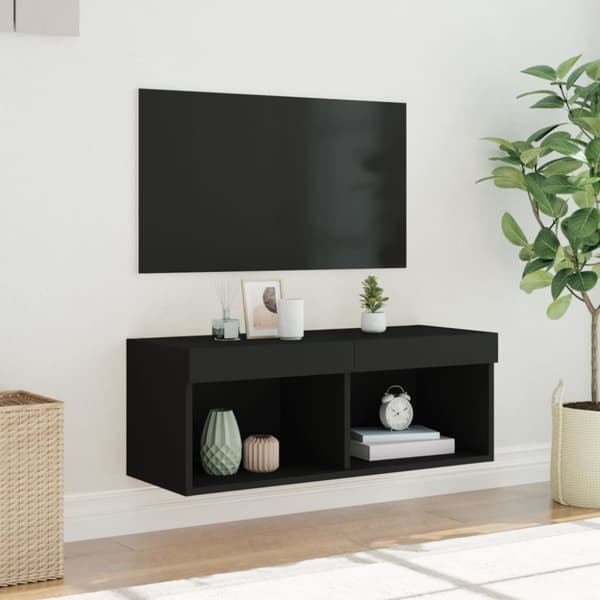 vidaXL Tv-bänk med LED-belysning svart 80x30x30 cm