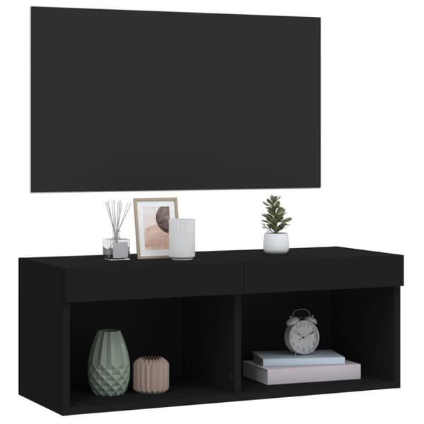 vidaXL Tv-bänk med LED-belysning svart 80x30x30 cm