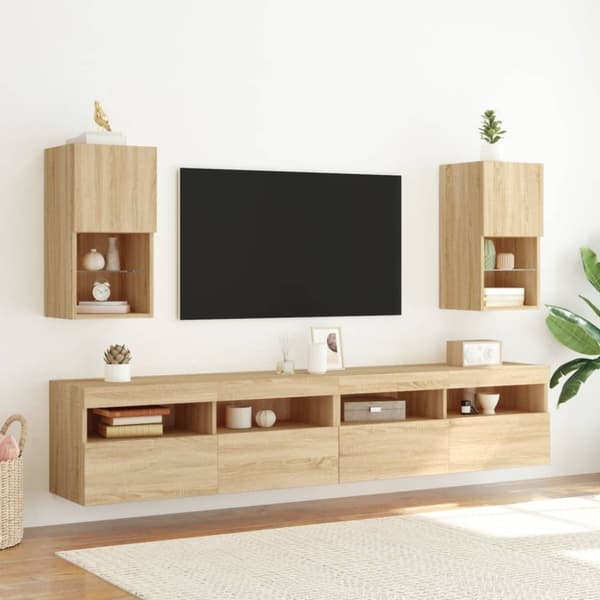vidaXL TV-kaappi LED-valoilla Sonoma-tammi 30,5x30x60 cm
