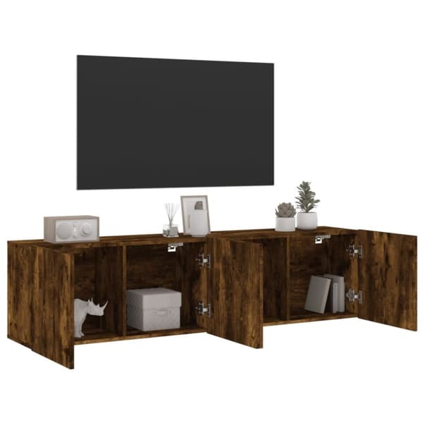 vidaXL Väggmonterad tv-bänk 2 st rökfärgad ek 80x30x41 cm