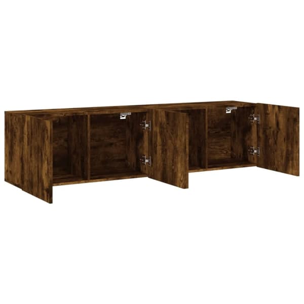 vidaXL Väggmonterad tv-bänk 2 st rökfärgad ek 80x30x41 cm