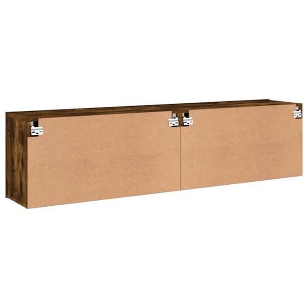 vidaXL Väggmonterad tv-bänk 2 st rökfärgad ek 80x30x41 cm