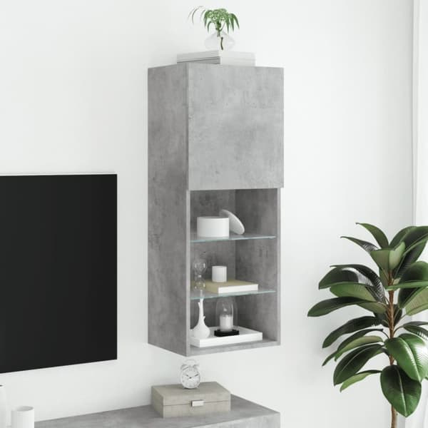 vidaXL Tv-bänk med LED-belysning betonggrå 40,5x30x102 cm