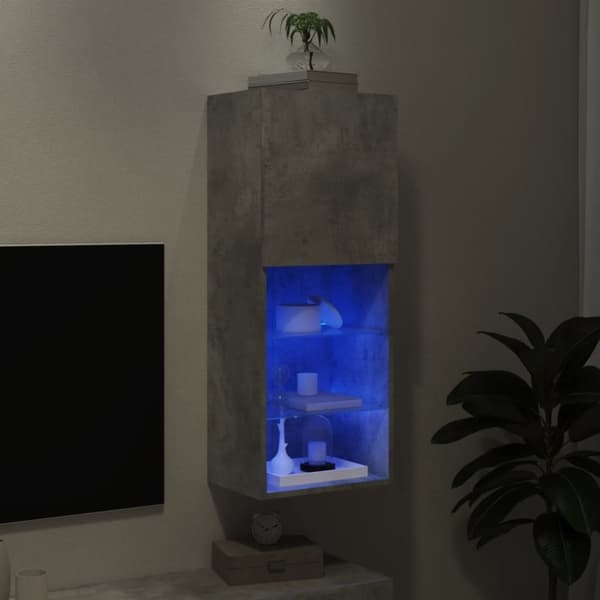 vidaXL Tv-bänk med LED-belysning betonggrå 40,5x30x102 cm